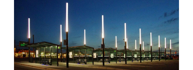 Fachada iluminada Cementerio de Quillota