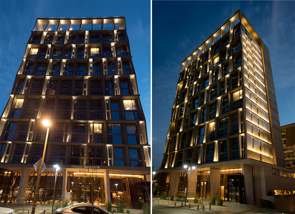 Iluminación fachada Hyatt Centric Las Condes